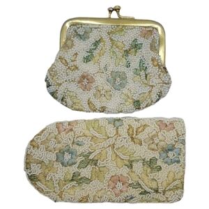 Vintage Jolles Original 1950 Beaded Coin Purse and Eyeglass Pouch